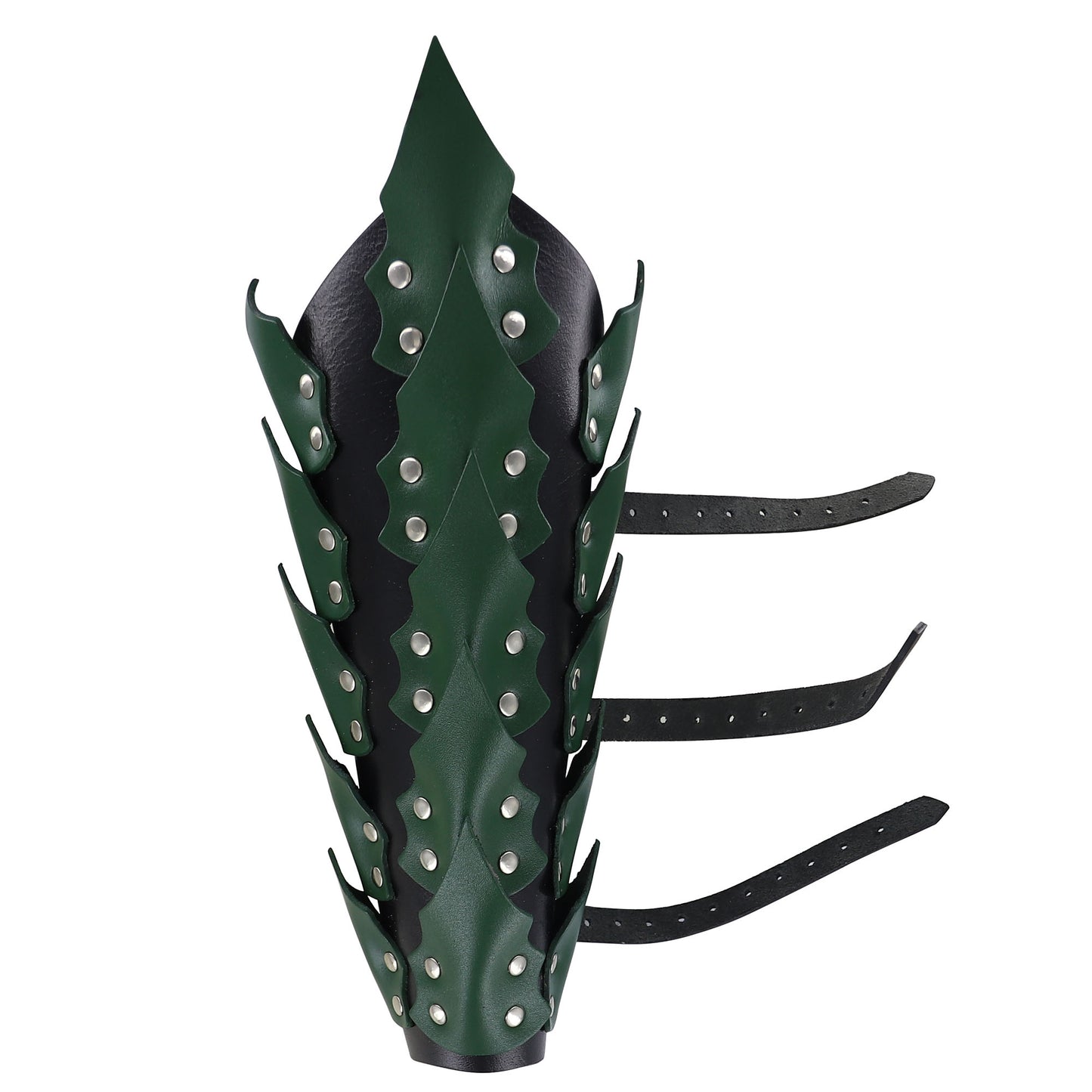 Drogos Fury Dragon Scale Adjustable Leather Leg Greaves | Black and Green |