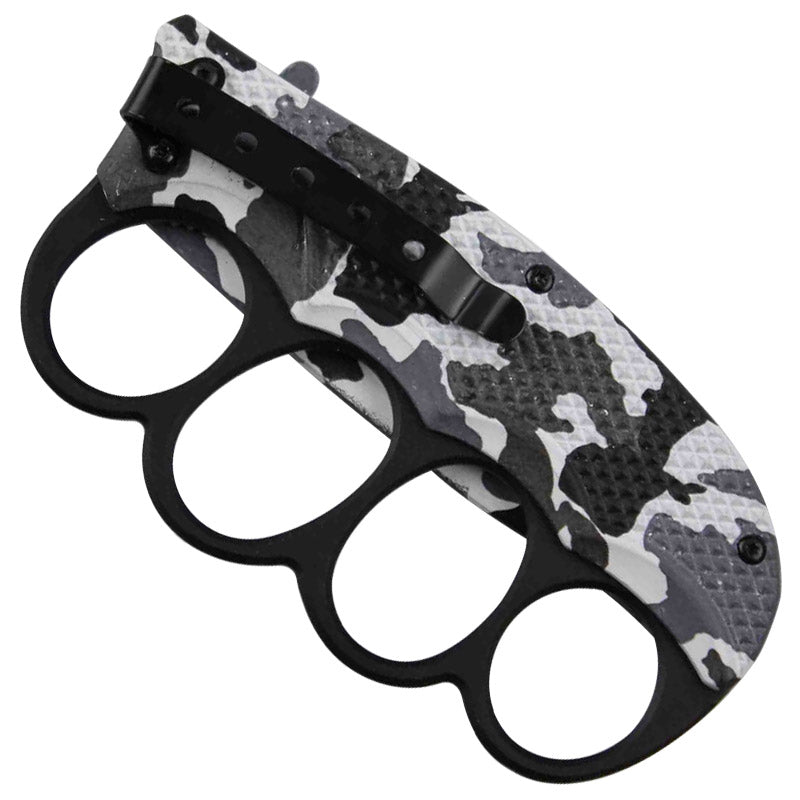 Knuckle Spring Assist Trench Knife - Arctic Camo