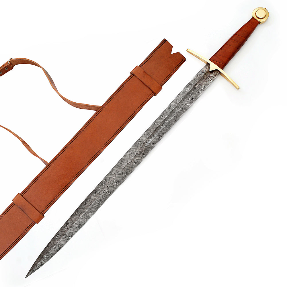 Full Tang Wolfskin Raider Damascus Steel Viking Sword