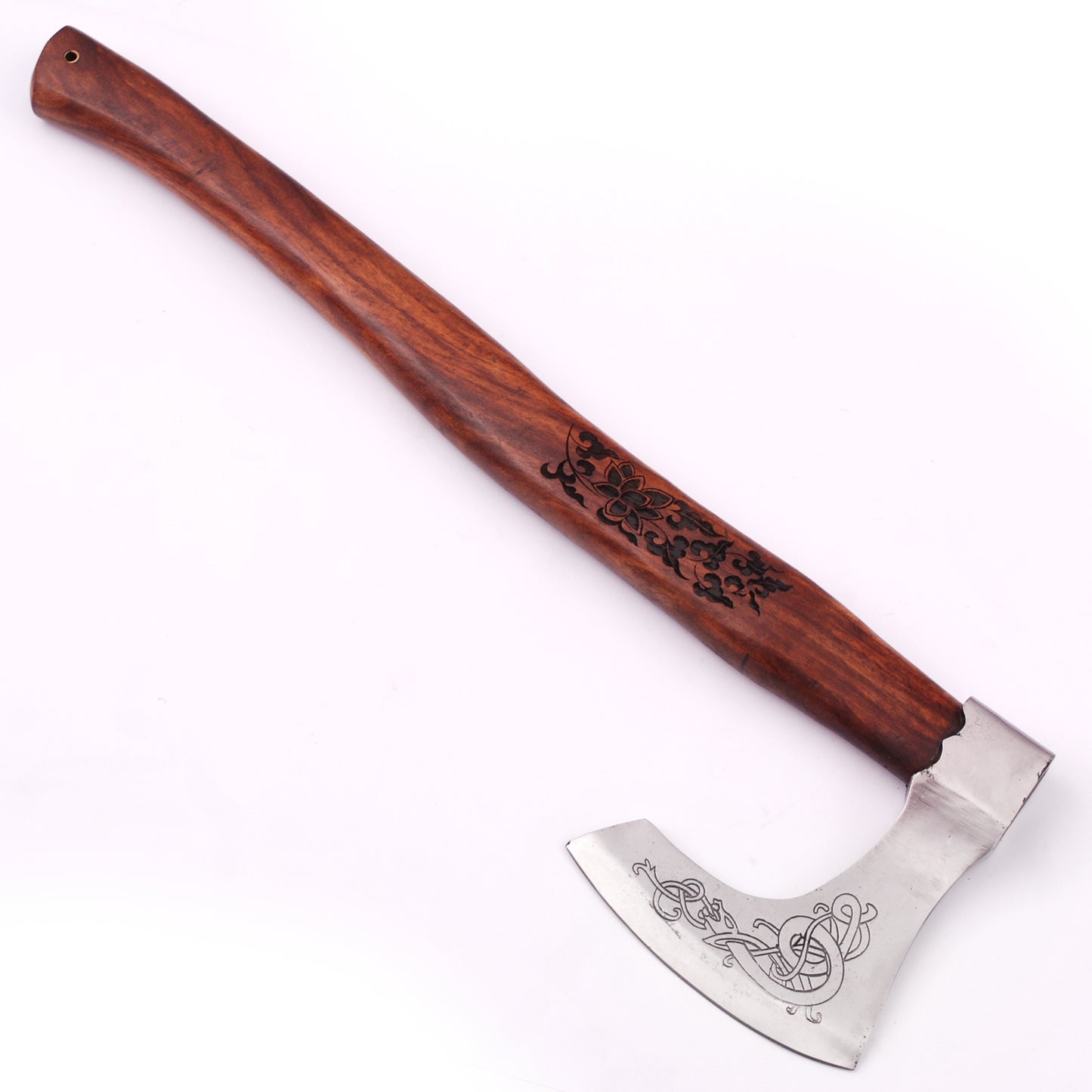 Warrior Shield Maiden Norse Viking Battle Axe | Floral Engraved Handle |