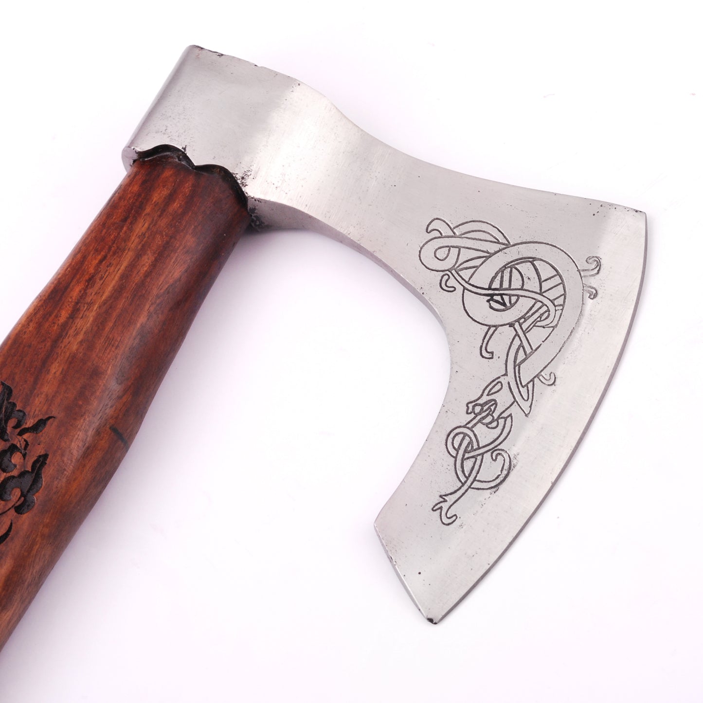 Warrior Shield Maiden Norse Viking Battle Axe | Floral Engraved Handle |