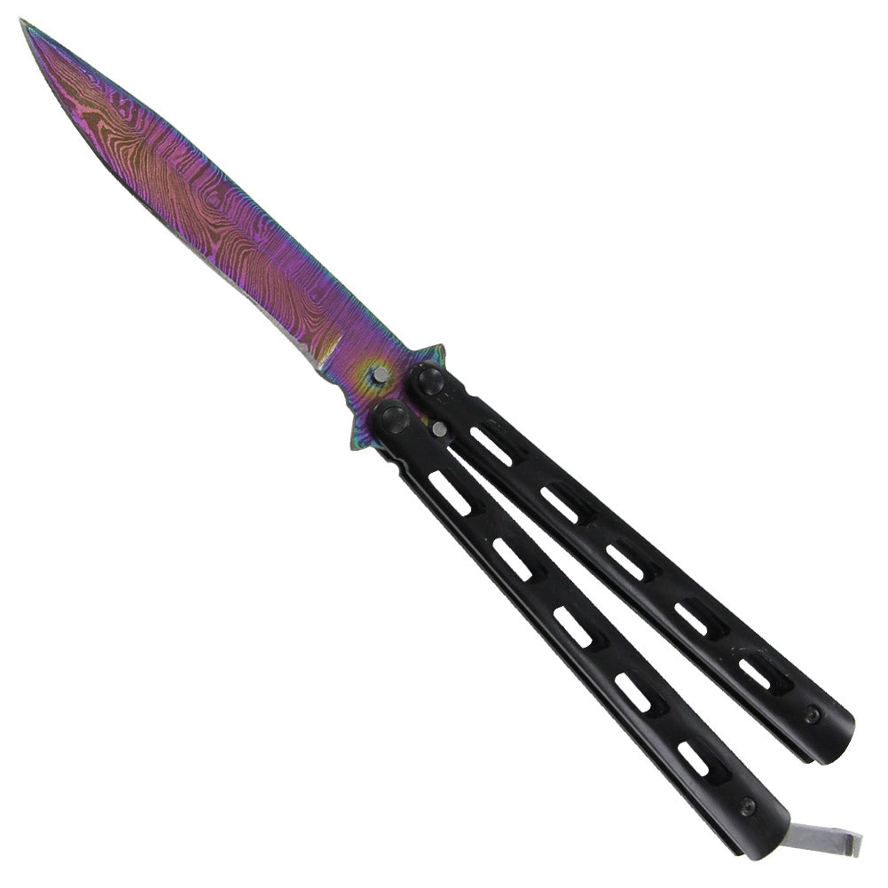 Damascus Steel Arc Flash Butterfly Knife