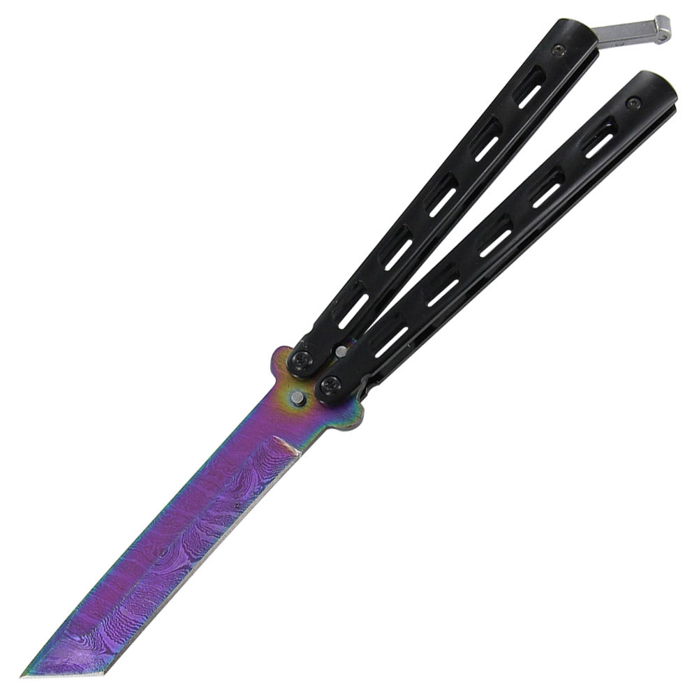 Damascus Steel Frequency Overload Butterfly Knife