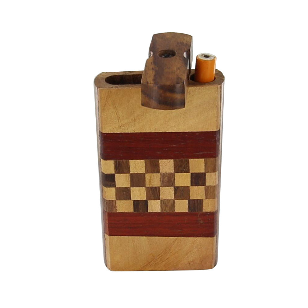 Wooden Cigarette Check Mate Tobacco Case Dugout