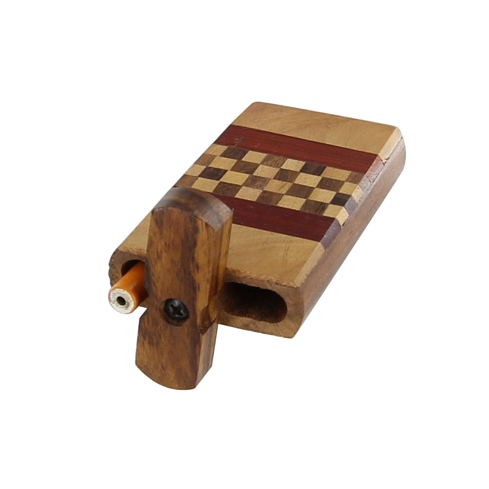 Wooden Cigarette Check Mate Tobacco Case Dugout